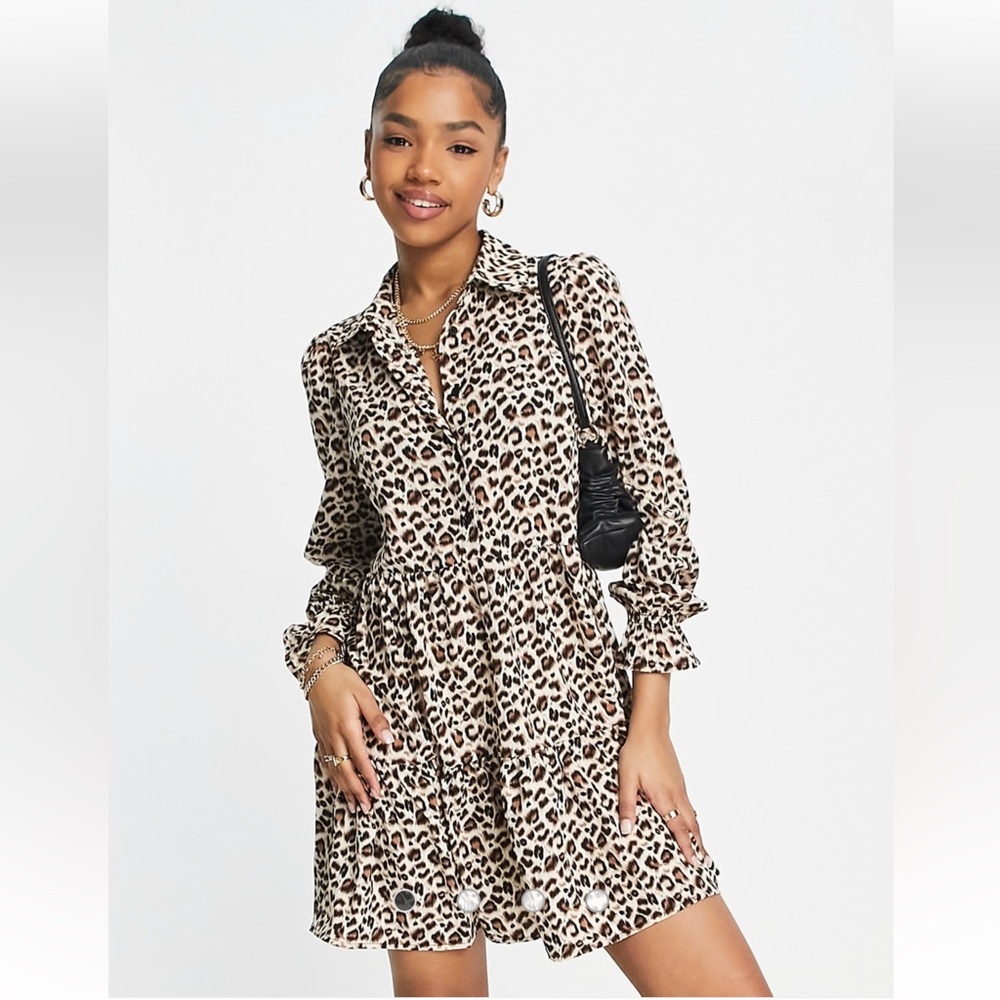 New Look Leopard Print Smock Dress - Size US 14 / UK 18 / EU 46 - NWT